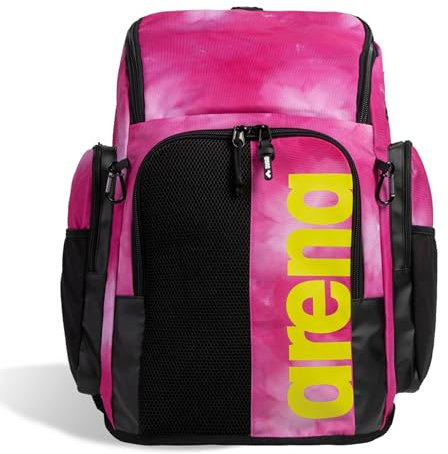 ARENA Spiky III Rucksack 45, Schwimmen, Athlet, Sport, Fitnessstudio, große Trainingsausrüstung, Schwimmtasche für Damen und Herren, 45 Liter, Shocking Pink/Mehrfarbig