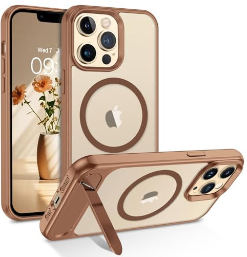 GUAGUA for iPhone 12 Pro Max Case with Stand, Magnetic Case with Foldable Invisible Stand Translucent Matte Back Slim Protective Shockproof Kickstand Case for iPhone 12 Pro Max 6.7, Desert Titanium