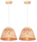 LIGKIN 2 Stück Pendelleuchte Bambus Weben Kronleuchter Rattan Boho Style Bambus Ø25cm Lampenschirm Vintage Deckenlampe Dekoration Deckenleuchte für Restaurant Küche Wohnzimmer Café