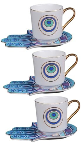 Ciieeo 3 Ensembles tasse de thé domestique mug cafe verre cafe verre café tea set mug café tasse à à thé s à claires de restaurant d'eau céramique