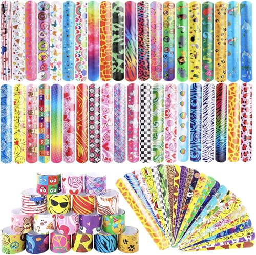 EXTRAPINS 60 Stück Schnapparmband Kinder, Bunte, Einhorn Tier Herz | Slap Armbänder, Mitgebsel Kindergeburtstag, für Jungen Mädchen