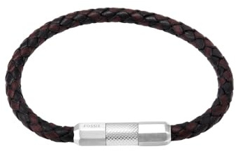 FOSSIL Herren Leder- oder Edelstahlarmband mit verstellbarem Verschluss