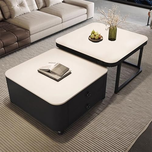 YZMJXNYY Mesa de Centro, Mesa de Centro Elevable Y Extensible, Diseño de Espacio Flexible, Fácil de Combinar Hogar(White)