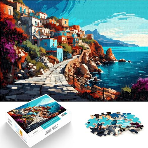 Puzzle 1000 Teile für Erwachsene Insel Kreta Griechenland anspruchsvolles schwieriges Puzzle 26 x 38 cm tolles Geschenk für die ganze Familie