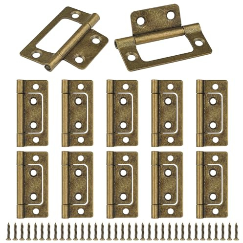 JJWNMLL Türscharniere, Antik-Bronze, bündige Scharniere, 12 Stück, 51 x 25 mm, bündige Scharniere mit Schrauben für Schrank, Fenster, Schublade, Box, Kleiderschrank