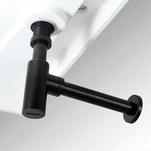 Spülen-Siphon-Ablaufrohr, 304 Edelstahl, Spülen-Siphon-Ablaufrohr, lange Rohre für Badezimmer-Waschtisch-Installation (schwarz)