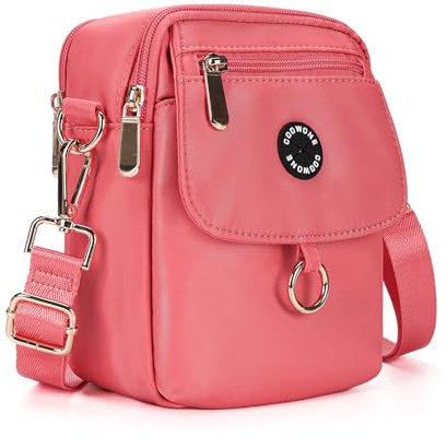 COOWONE Dog Treat Pouch Waterproof Dog Walking Bag with Poop Bag Holder, Multiple Pockets Messenger Bag, Adjustable Shoulder Belt Bilayer Crossbody Bag for Puppy Training Hiking (Watermelon Red)