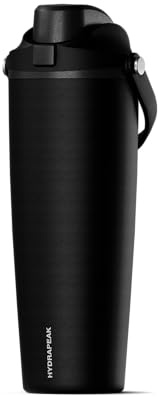 Hydrapeak Roamer 32oz Insulated Water Bottle with Straw Lid w/Lock & Handle, Leakproof Stainless Steel, Travel and Cupholder Friendly, Back To School Ready, Cold 24 Hours (Black)