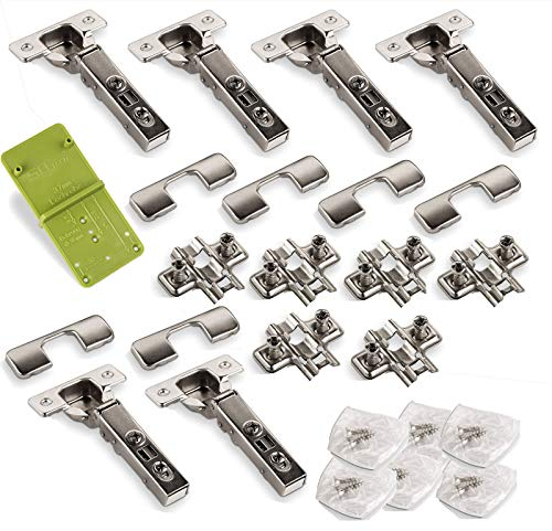 6 x SO-TECH® Charnière à Boîtier T45 Charnière d'angle 110° Charnière automatique Fermeture automatique et Amortisseur + 1 x gabarit de marquage EasyGreen