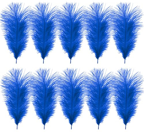 WedDecor 35cm Royal Blue Ostrich Feathers for Wedding Decoration – Real Feather Supplies for Crafts, DIY Headdresses, Dressmaking, Table Centrepieces & Fashion Accessories, 10pcs | Craft Feathers for Wedding Centerpieces, Home, Decorating Costumes, Embellishment, Art & Craft, Parties