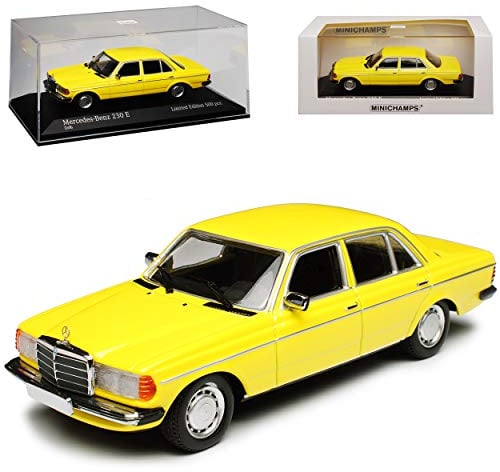 Minichamps Mercedes-Benz W123 230E E-Klasse Limousine Gelb 1975-1986 1/43 Maxichamps Modell Auto mit individiuellem Wunschkennzeichen