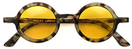 LONDON MOLE Eyewear | Moley Sonnenbrille | Runde Brille | Modemarke | UV400 Schutz | Herren Damen Unisex | Federscharniere |, Retro (schildpatt und gelb)