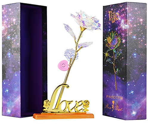 Cadeau Femme Rose Eternelle Coffret Cadeau Anniversaire Femme Illuminer Rose en or avec Boîte Fleur Eternelle Cadeau Anniversaire Maman Mamie Soeur Grand Mere Couple Amie Mariage Noel Saint Valentin