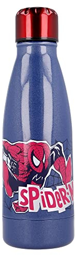 Stor8412497613595Doble Pared Acero Inoxidable Térmica Agua Botella para Niños, 340 ml Capacidad, Spiderman Web Completa