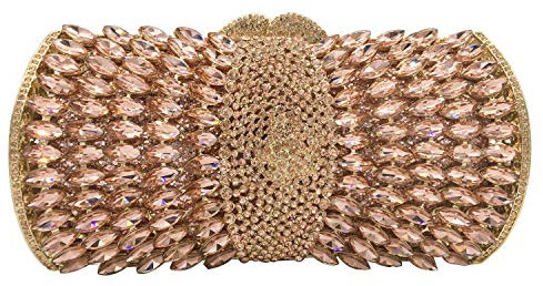 Sac à main pour femme avec cristaux étincelants pour soirée de mariage ou cocktail, rose (champagne), Medium