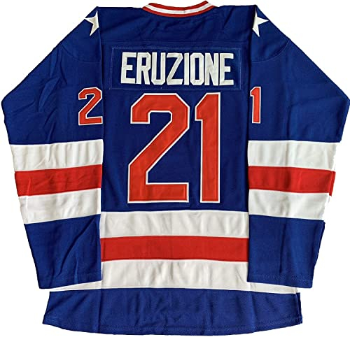 USA Hockey Trikot 1980 Olympische Mannschaft Eishockey Trikots genäht Buchstaben und Zahlen S-XXXL, 21#blau, Medium