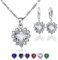 Crystalina Schmuckset aus 925er Silber für Damen, Halskette und Ohrringe mit Zirkonia, Geschenk für Damen (Weiße Herzen)