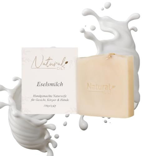 Natural Cilt Eselsmilch Seife - 100% Naturseife - ohne bedenkliche Inhaltsstoffe - Zertifiziert - Handgemacht - Duschseife für alle Hauttypen - Duschgel - Naturkostmetik
