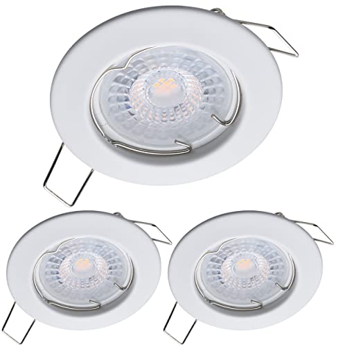 Oktaplex Lighting 3er Set LED Einbaustrahler Sedan - mit LED Modul 4,8W 4000K 230V 380lm Neutralweiß 110° - Spot Weiß Lochmaß 60mm