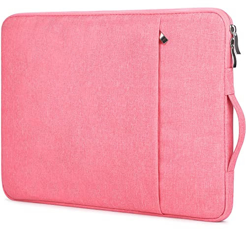 Januts 15.6 Inch Laptop Sleeve Waterproof Shock Resistant Laptop Case with Handle Lightweight Computer Bag with Accessory Pocket Compatible with Acer HP Dell Lenovo Asus, Pink