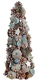 DKD Home Decor Árbol de Navidad de la Marca, Color Azul y Blanco, de Natural (18 x 18 x 50 centímetros)