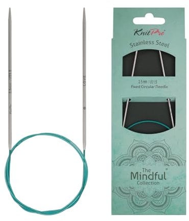 KnitPro 36093 Rundstricknadel Mindful 2,50 mm englisch, Blaugrün, 2,5 mm, 80 cm