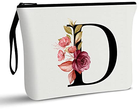 Vavabox A-Z Personalisierte Kosmetiktasche-Geburtstagsgeschenke für Frauen, Mütter, Beste Freundinnen und Brautjungfern (D)