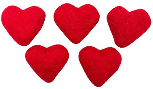 your castle 5er Set Herzen 5cm aus Filz Deko Tischdeko Valentinstag Muttertag handgemacht, fairer Handel, nachhaltige Deko aus Filz