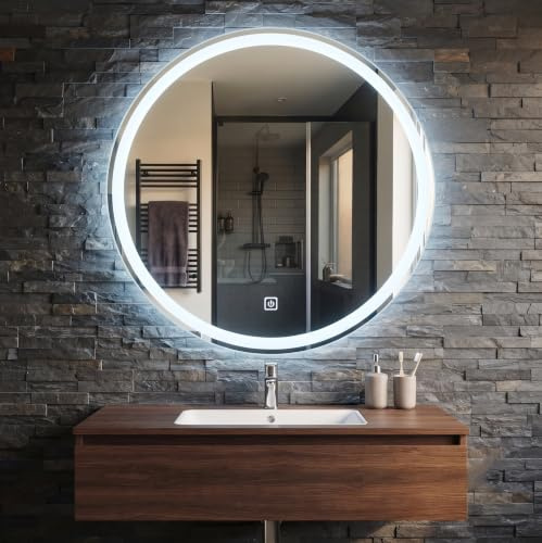 Biznest Round Bathroom Led Mirror Lights Illuminated Demister Pad Antifog Touch Design 2 (60x60cm)