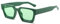 WDZAYXC Vintage Rechteckige Sonnenbrille für Damen Herren Chunky Rectangle Sunglasses Retro Brille UV400 Schutz(grün/grün)