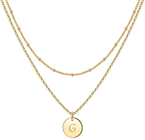 TINGN Kette Gold Damen - Kette mit Buchstaben Goldene Halskette Frauen Goldkette Personalisierte Gold Wasserfest Buchstaben G Mädchen Schmuck Damen Geschenke für Frauen