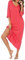 Uniexcosm Chemise de Nuit Femme Coton Longue Col en V Manches Robe de Nuit avec Poches D-Rose Rouge XL