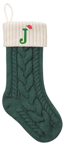 guccde Weihnachtsstrümpfe mit Buchstaben J, personalisierte benutzerdefinierte Initialen 45,7 cm gestrickte Weihnachtsstrümpfe Kamin Monogramm Weihnachtsstrümpfe