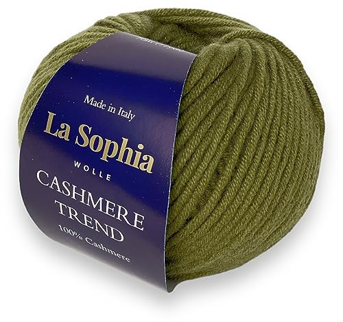La Sophia Wolle | 100% Kaschmir Trend | 50g Kaschmire Wolle zum Stricken oder Häkeln (CT2797 Olivgrün)