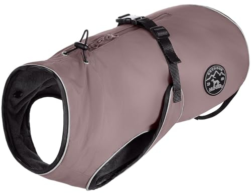 HUNTER Hundemantel Uppsala, Farbe: Altrosa, 2in1 Design mit herausknüpfbarem Innenfutter, wasserabweisend, reflektierende Paspeln, geschlossene Bauchseite, optimaler Sitz, Größe: 55