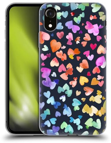 Head Case Designs Offizielle Ninola Schwarze Valentinsherzen Bunt Gel Handyhülle Hülle [Militärischer Schutzgrad] Kompatibel mit Apple iPhone XR