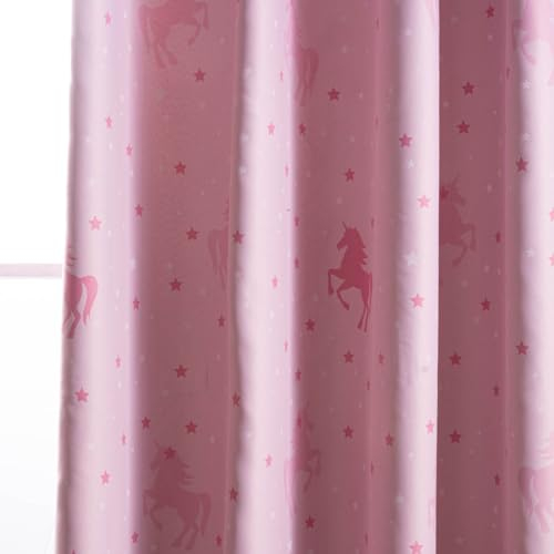 SCHÖNER LEBEN. Kinderzimmer Verdunklungsgardine Einhorn Sterne rosa 140x250cm