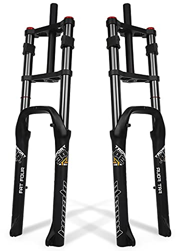RUJIXU Forcella di sospensione per bici elettrica 26 x 4,0 Fat forcella anteriore MTB freno a disco forcella per bici smorzamento aria 1-1/8 sterzo forcella bicicletta 170 mm da viaggio QR ATB/BMX