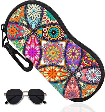 Custodia Porta Occhiali,Custodia per Occhiali da Sole, Astuccio Portatile a Cerniera di Neoprene Morbido con Clip da Cintura, per Occhiali, Montature, Cosmetici, Chiavi