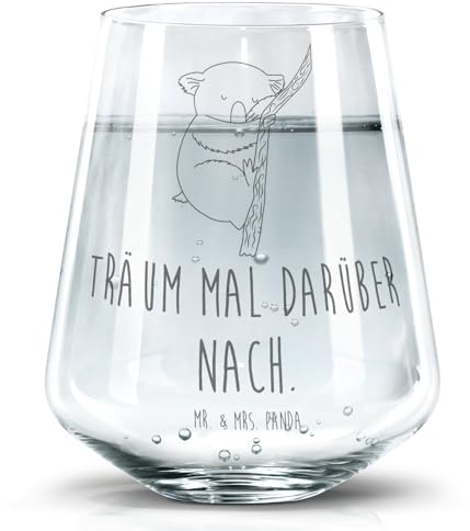 Mr. & Mrs. Panda Trinkglas Koalabär - Geschenk, Schlafzimmer, Moderne Trinkgläser, träumen, Tiermotive, Design Glas, Gläser, Wasserglas, lustige