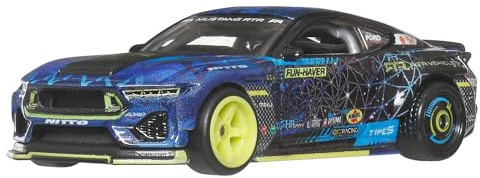 Hot Wheels Mustang Drift Voiture Premium Car Culture à Collectionner, modèle en métal à l’échelle 1/64, véhicule Circuit Legends avec pneus Real Riders, JBK48