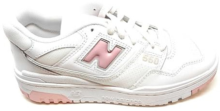 New Balance 550, Scarpe da Ginnastica per Donna, Bianco e Rosa, Suola in Gomma, Modello BBW550VC (Bianco Rosa, Sistema Taglie Calzature EU, Adulto, Donna, Numero, Media, 39)