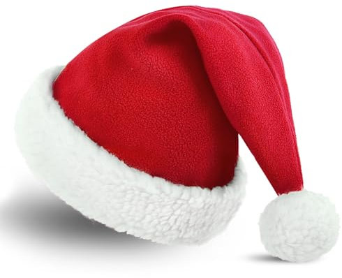SKYDUE Weihnachtsmütze Für Erwachsene - Elastisches, Weiches Material Für Komfort | Perfekt Für Weihnachten, Weihnachtsfeiern Und Heiligabend | Nikolausmütze Für Festliche Anlässe(Rot)