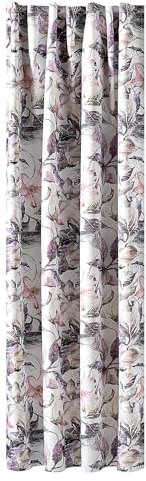 Verdi Collection Vorhang mit Schlaufenband, Blickdicht, mit Blumenmuster, Gardine, Wohnzimmer, Oeko-TEX® Standard 100, Aubergine, 140 x 245 cm (BxH)