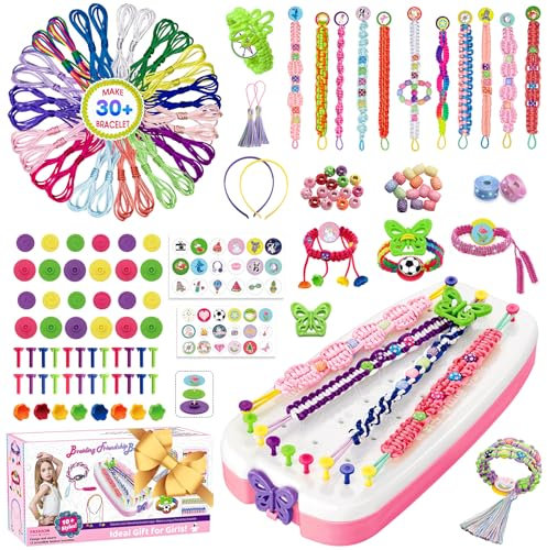 GUYUWE Freundschaftsarmband Selber Machen, Armbänder Selber Machen Kinder, freundschaftsarmbänder bastelset für Mädchen – Geschenke für Kinder im Alter von 8-12 Jahren(Rosa)