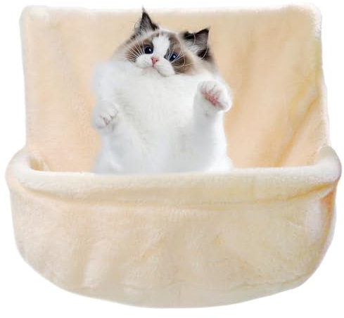 Trespolo per finestra per gatti - Lettino per gatti con ringhiera, robusta amaca per gatti alla finestra | Sacco a pelo morbido e traspirante, caldo e accogliente, il telaio robusto garantisce