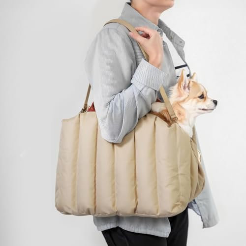 Hundetasche, Katzentragetasche, weiche Hundetragetasche für mittelgroße Hunde, Welpentragetasche für kleine Hunde, stützendes Kissen, Hundetasche für kleine Hunde, Tragetasche für Reisen, Einkaufen, O