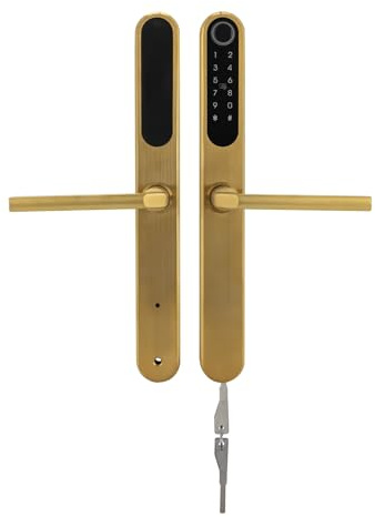Gold Fingerabdruck-Türschloss, Intelligentes Türschloss mit Griff Digitales Türschloss, für Häuser Wohnungen Hotels Büros 4 * 33cm