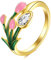 POPLYKE Tulips Flower Ring Sterling Silver Boho Adjustable Open Ring Spoon Ring Vintage Thumb Rings for Women