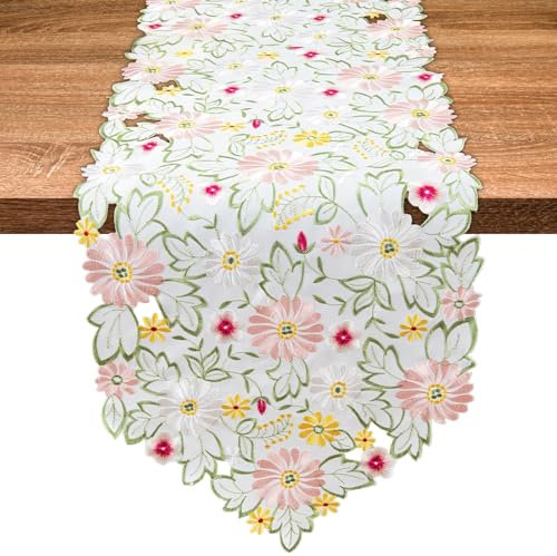 Runner da Tavolo Floreale Primaverile e Estate - Moderno Fiori per Decorazione di Feste in Cucina, Lavabile 35 x 87 cm